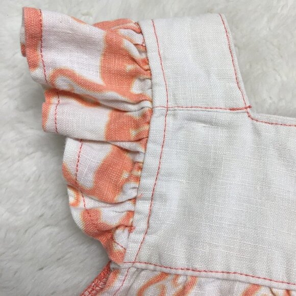 EGG Baby Girl Pink White 100% Linen Monkey Print Dress Size 12-18 Months - Picture 6 of 12